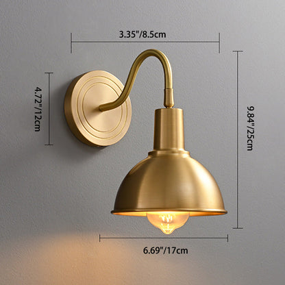 Full Copper Semicircle Shade 1-Light Wall Sconce Lamp