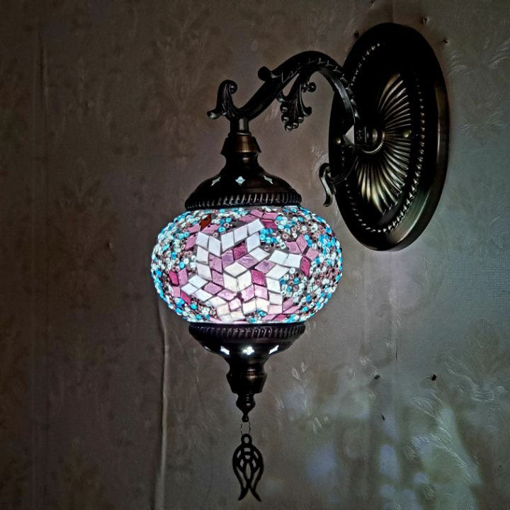 European Exotic Cracked Glass 1-Light Wall Sconce Lamp