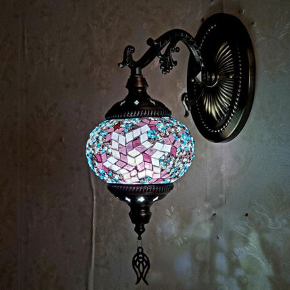 European Exotic Cracked Glass 1-Light Wall Sconce Lamp