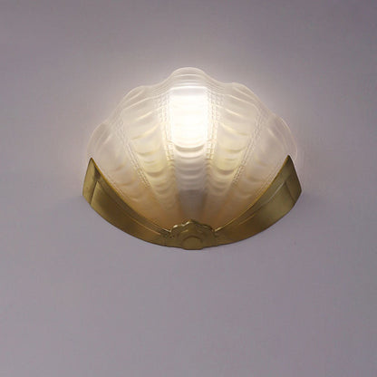 Modern Art Deco Shell Brass Glass 1-Light Wall Sconce Lamp
