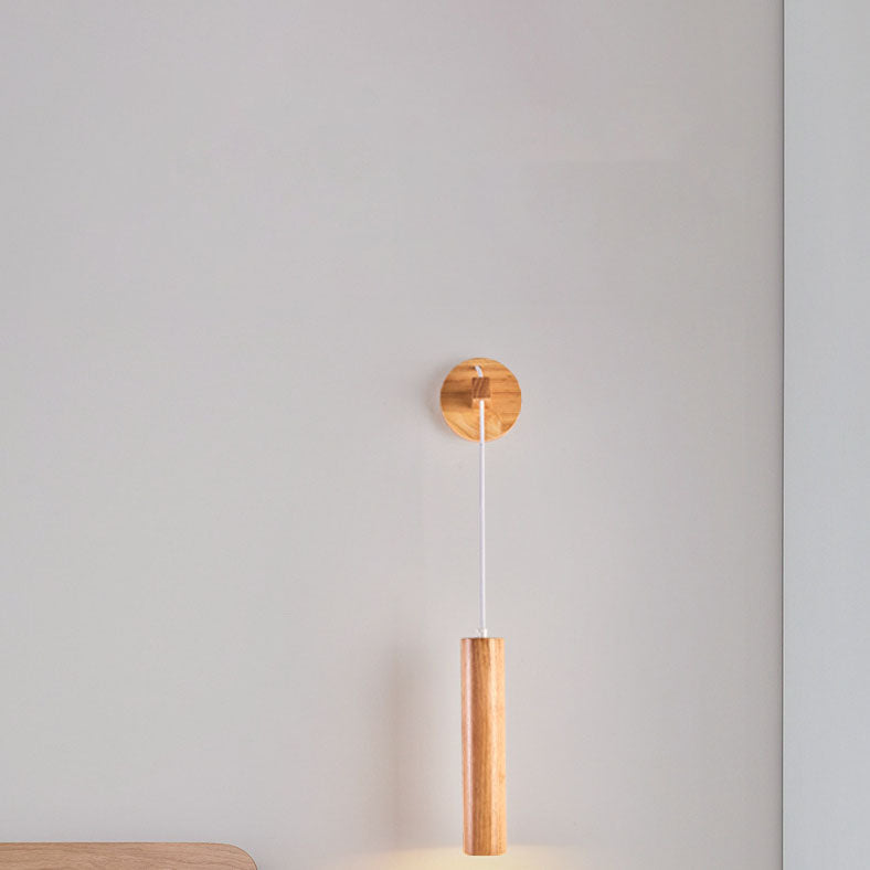 Minimalist Long Strip Rubber Wood LED Wall Sconce Lamp