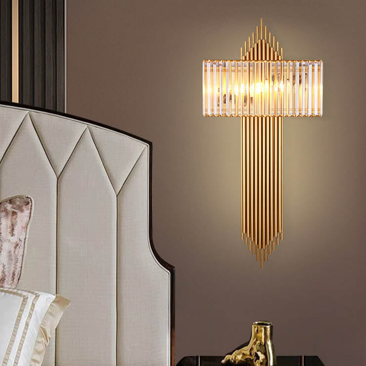 Light Luxury Crystal Square Strip 2-Light Wall Sconce Lamp