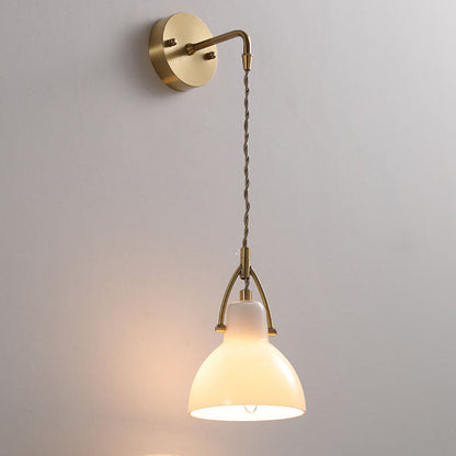 European All Brass Glass 1-Light Wall Sconce Lamp