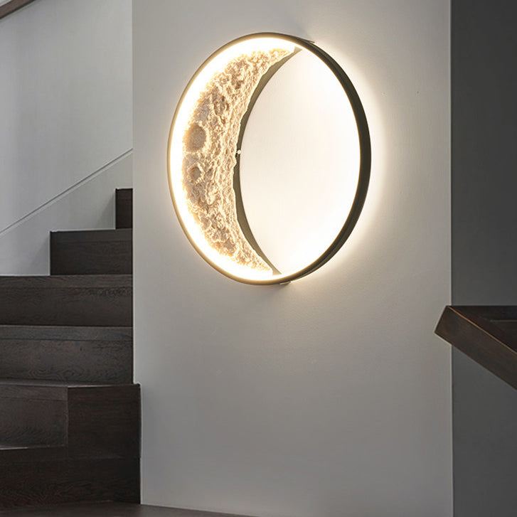 Modern Art Deco Round Metal Resin LED Wall Sconce Lamp
