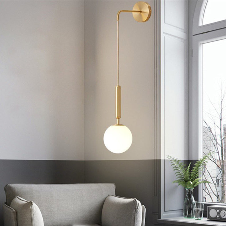 Nordic Orb Hardware Glass 1-Light Wall Sconce Lamp