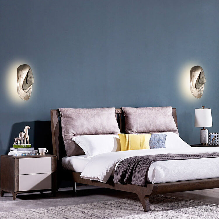 Art Deco Irregular Oval Glass Iron LED Wall Sconce Lamp