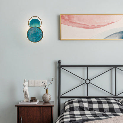 Traditional Chinese Circle Iron Glass LED Wall Sconce Lamp