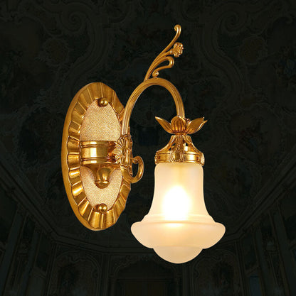 French Flower All Copper Glass 1-Light Wall Sconce Lamp