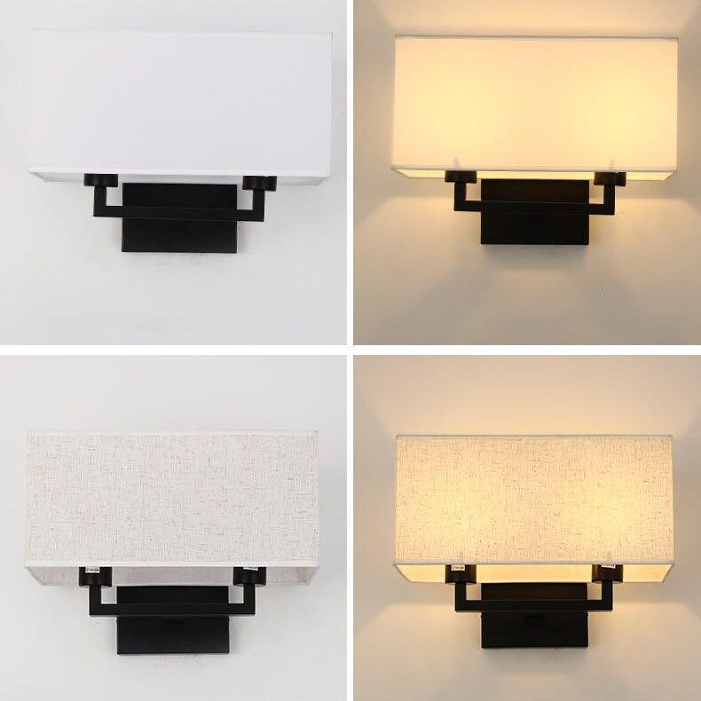 Solid Rectangular Iron Fabric 1-Light Wall Sconce Lamp