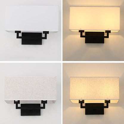 Solid Rectangular Iron Fabric 1-Light Wall Sconce Lamp