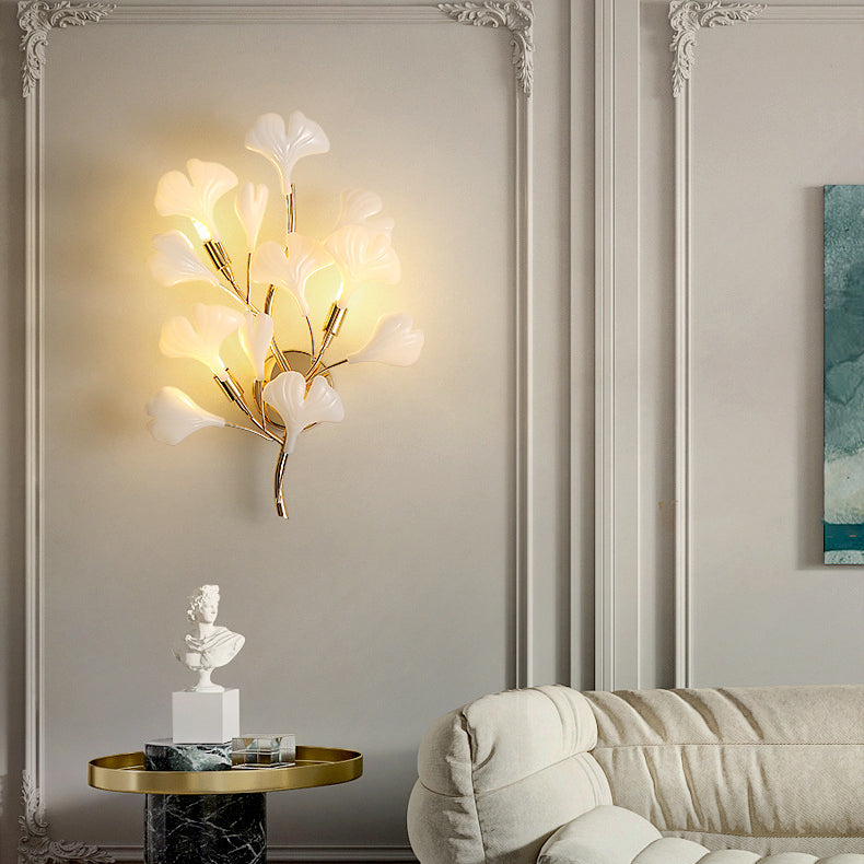 Ginkgo Iron Plastic Porcelain 2/3 Light Wall Sconce Lamp