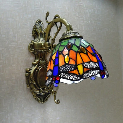 Tiffany Stained Glass Dragonfly 1-Light Wall Sconce Lamp