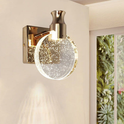 Scandinavian Crystal Round LED Wall Sconce Lamp