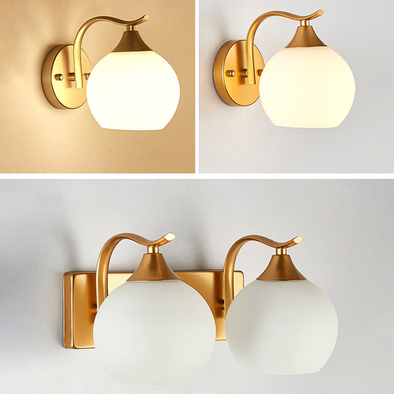 Simplicity Iron Glass Ball 1/2 Light Wall Sconce Lamp