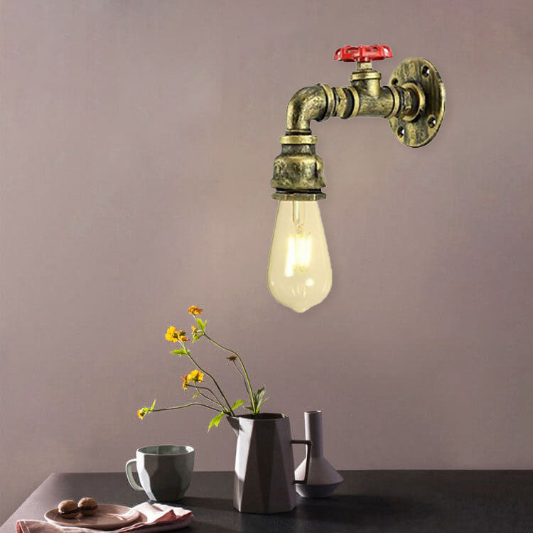 Industrial Faucet Iron 1-Light Wall Sconce Lamp