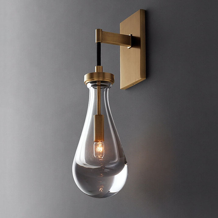 Teardrop Full Copper Crystal 1-Light Wall Sconce Lamp