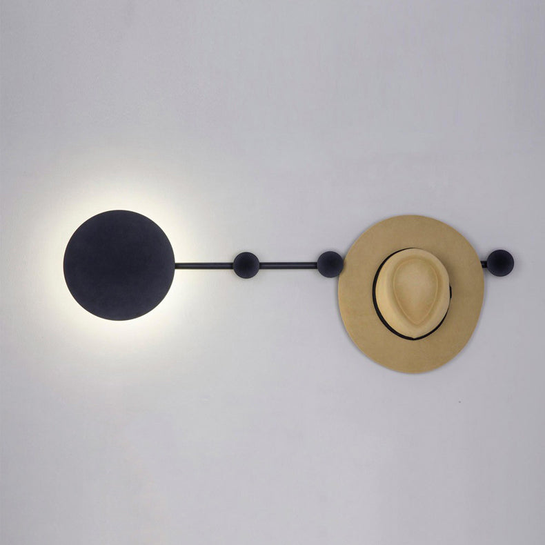 Round Long Coat Rack Shelf Iron LED Wall Sconce Lamp