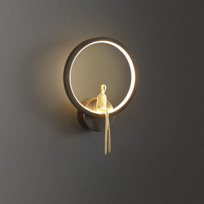 Nordic Minimalist Round Full Copper LED Wall Scone Lamp