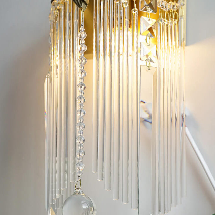 French Luxury Bow Brass Crystal 1-Light Wall Sconce Lamp