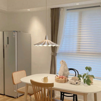 Minimalist Round Pleated Ceramic 1-Light Pendant Light