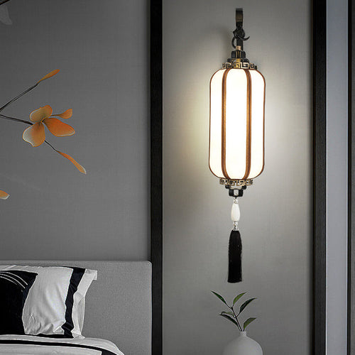Chinese Copper Lantern Design 1-Light Wall Sconce Lamp