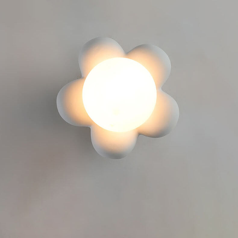 Macaron Ceramic Sunflower Glass 1-Light Wall Sconce Lamp