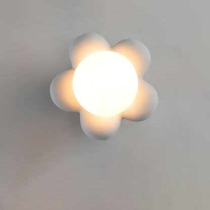 Macaron Ceramic Sunflower Glass 1-Light Wall Sconce Lamp