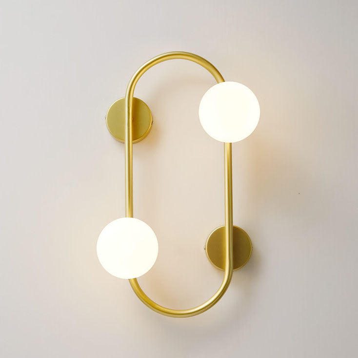 Nordic Iron Glass Ball Oval Ring 2-Light Wall Sconce Lamp