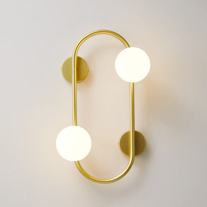 Nordic Iron Glass Ball Oval Ring 2-Light Wall Sconce Lamp