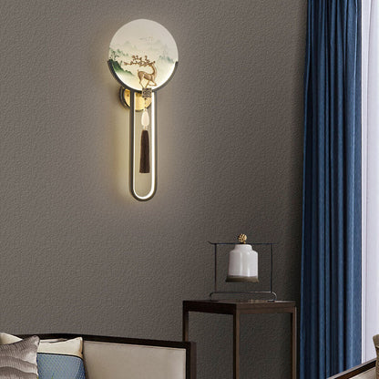 Traditional Chinese All-Copper Glass LED Wall Sconce Lamp