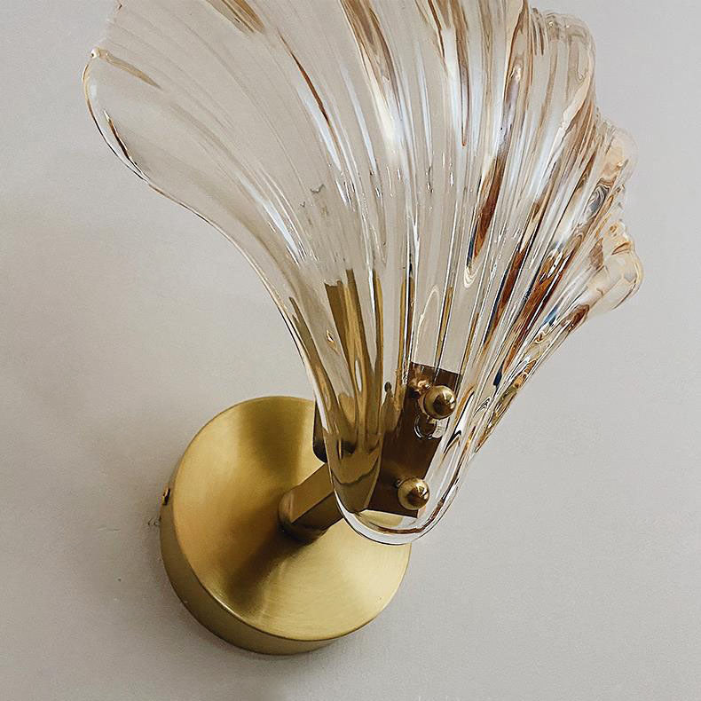 Creative Shell All Copper Glass 1-Light Wall Sconce Lamp