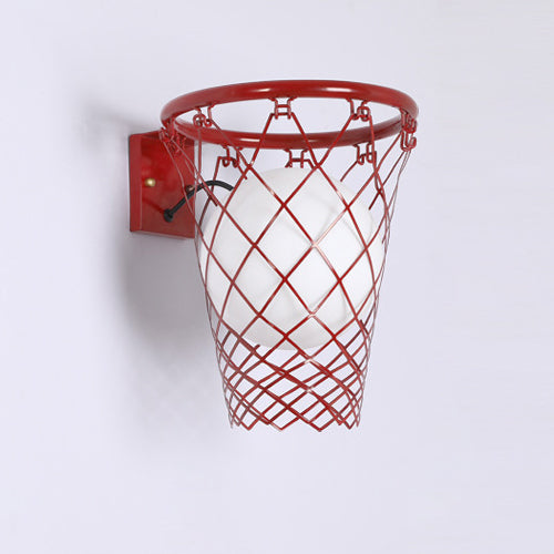 Deco Iron Glass Basketball Hoop 1-Light Wall Sconce Lamp