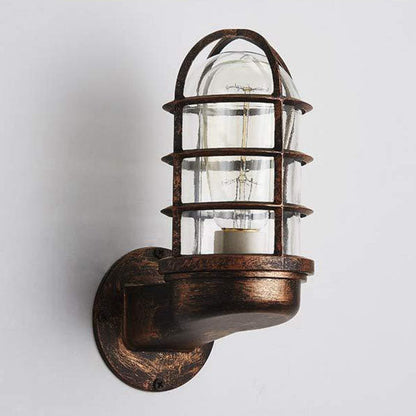 Colonial Cylinder Iron Glass 1-Light Wall Sconce Lamp