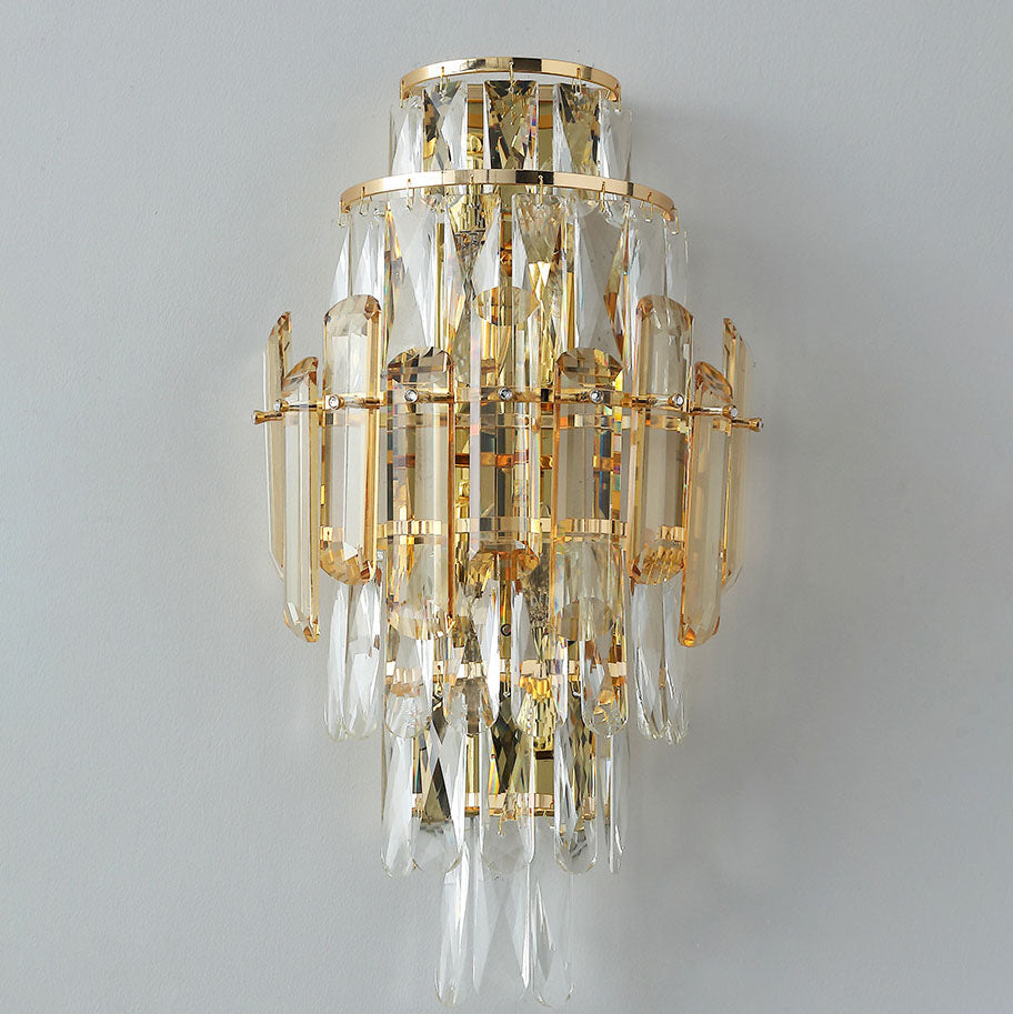 Tiered Prismatic Dazzling Crystal 4-Light Wall Sconce Lamp