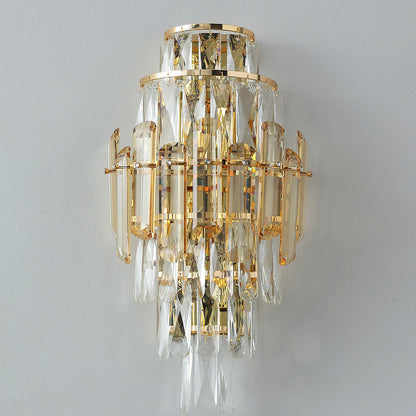 Tiered Prismatic Dazzling Crystal 4-Light Wall Sconce Lamp