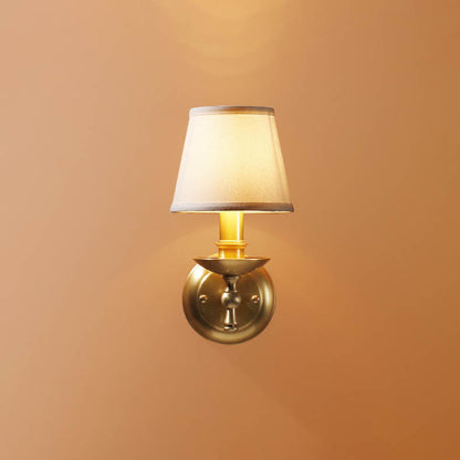 Trapezoidal Copper Fabric 1-Light Wall Sconce Lamp
