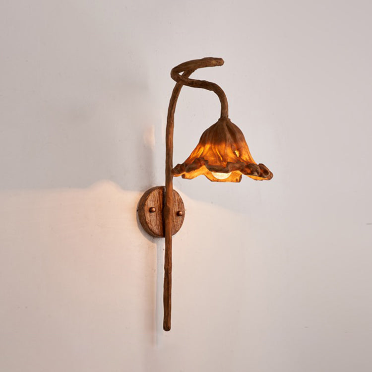 Chinese Iron Flower Lotus Leaf 1-Light Wall Sconce Lamp
