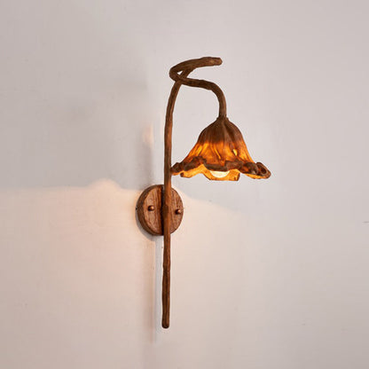 Chinese Iron Flower Lotus Leaf 1-Light Wall Sconce Lamp