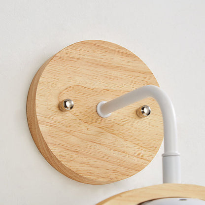 Scandinavian Bird Round Wood Glass 1-Light Wall Sconce Lamp