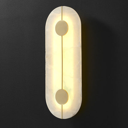 Traditional Copper Marble Oval Shade LED Wall Sconce Lamp