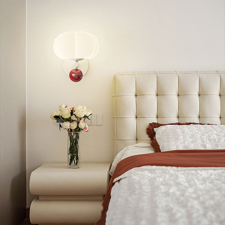 Nordic Cream Pumpkin PE Shade Iron 1-Light Wall Sconce Lamp