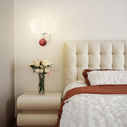 Nordic Cream Pumpkin PE Shade Iron 1-Light Wall Sconce Lamp