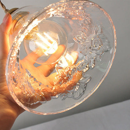 Brass Trumpet Glass Shade 1-Light Wall Sconce Lamp