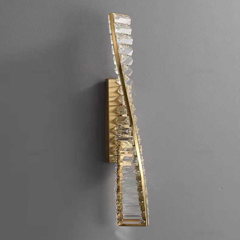 Luxury Long Stripe Wave Iron Crystal LED Wall Sconce Lamp