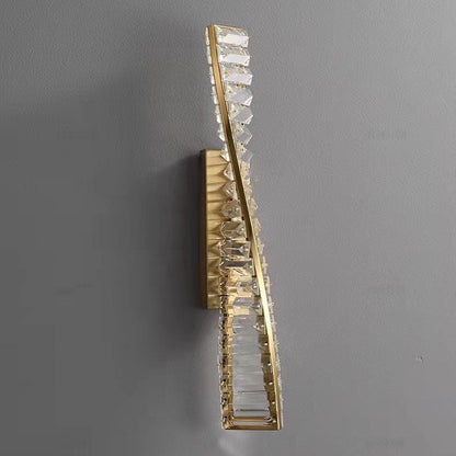 Luxury Long Stripe Wave Iron Crystal LED Wall Sconce Lamp