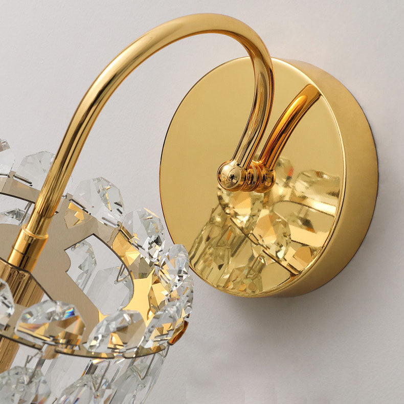 Gold Dazzling Prismatic Crystal 1-Light Wall Sconce Lamp