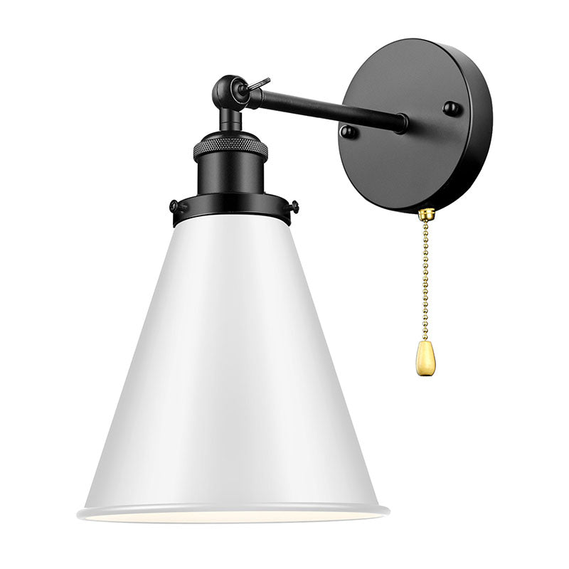 Industrial Iron Conical Shade 1-Light Wall Sconce Lamp