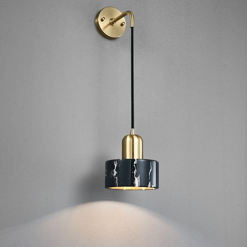 Minimalist Cylinder Iron Marble 1-Light Wall Sconce Lamp