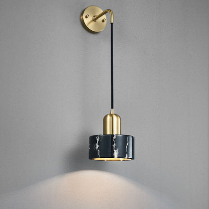 Minimalist Cylinder Iron Marble 1-Light Wall Sconce Lamp