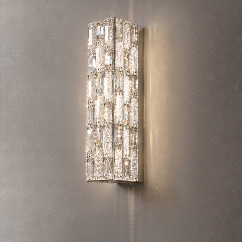 Rectangle Stainless Steel Crystal LED Wall Sconce Lamp